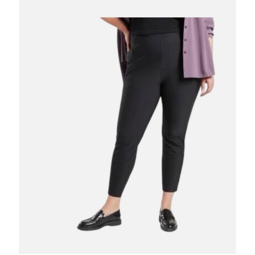 Athleta Stellar Tight Pant Pull On Zip Hem Athleisure Women's size 12 Black